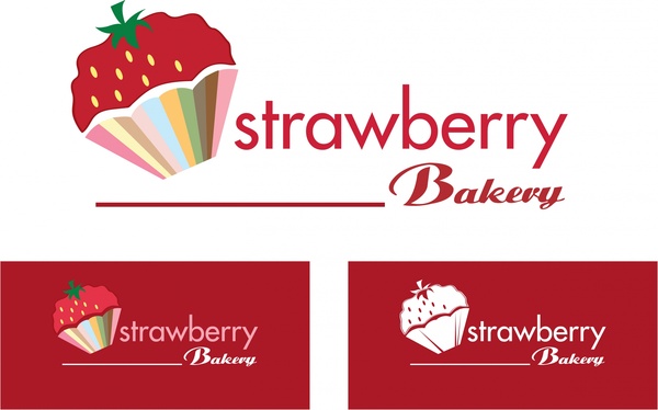 딸기 베이커리 로고 디자인 다양 한 스타일과 배경