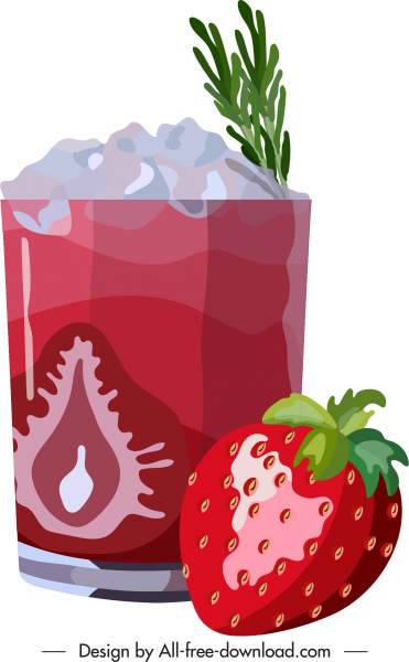 草莓雞尾酒廣告背景閃亮彩色平面裝飾