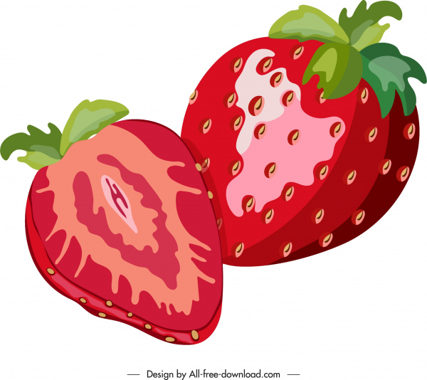 딸기 아이콘 붉은 빛나는 근접 촬영 디자인 조각 스케치