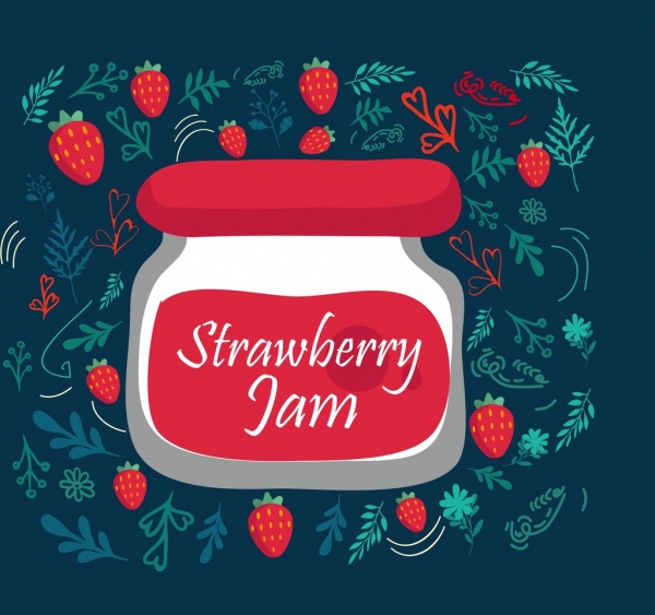 selai Strawberry iklan jar buah ikon dekorasi