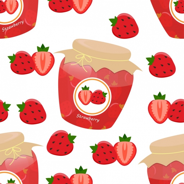 Erdbeer-Marmeladenglas-Ikone verschiedene rote Symbole Dekoration