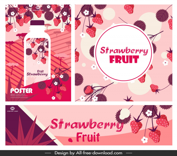 草莓汁广告横幅经典红色装饰
