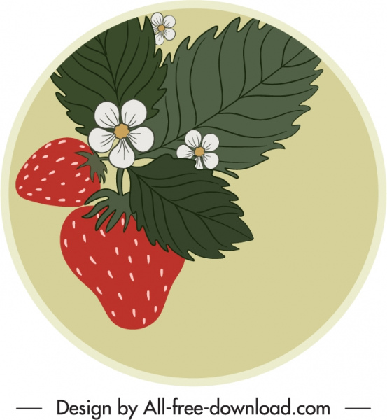 Erdbeer-Label-Vorlage flache klassische handgezeichnete Umriss