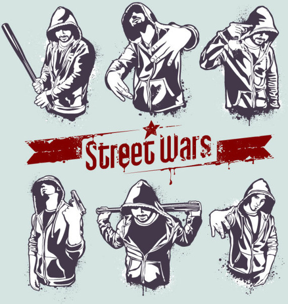 Street Wars Vektor-Silhouetten