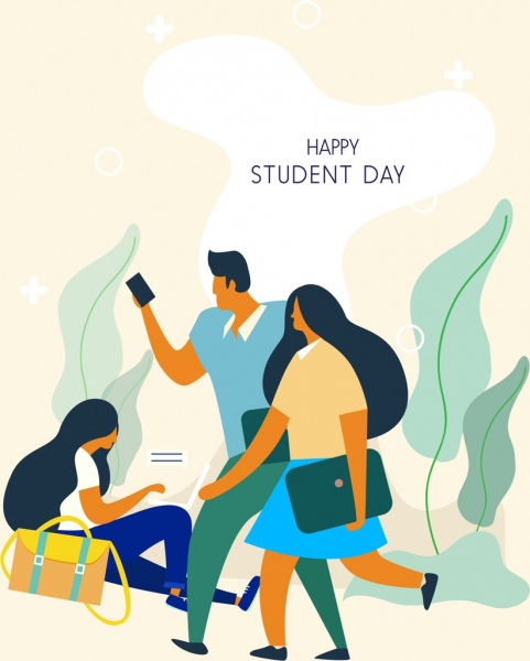 studentischen Tag Hintergrund Jugendlichen Symbol Cartoon Charakter