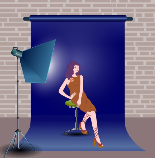 Studio Hintergrund Modell Symbol 3D-Design cartoon Charakter