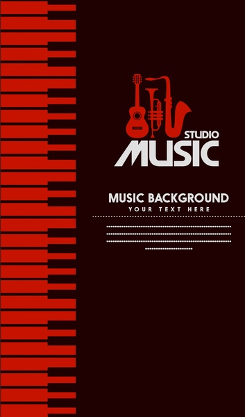 Studio Musik Banner Warna Gelap Simbol Elemen Desain Vektor Banner Vektor Gratis Download Gratis