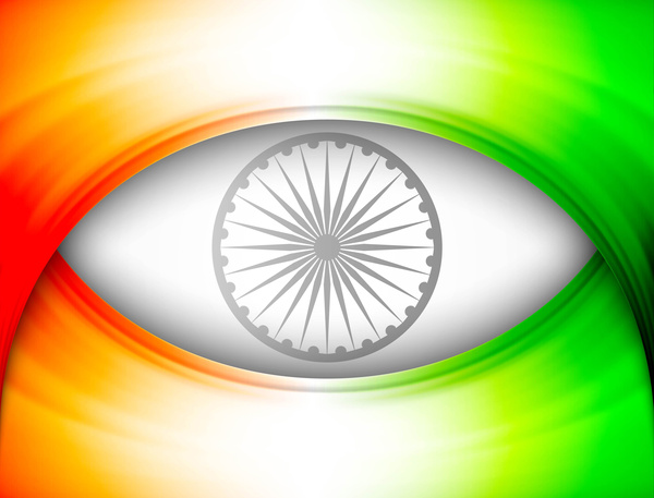 เวกเตอร์คลื่นไตรรงค์ออกแบบศิลปะวันธงชาติอินเดียที่ทันสมัยสวยงาม