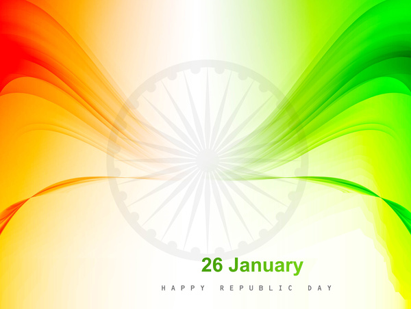 時尚印度國旗共和日美麗的三色波設計藝術向量