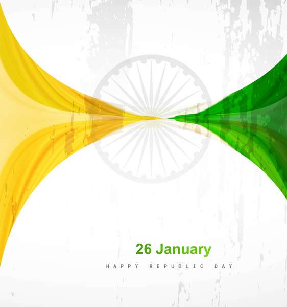 stilvolle indische Flagge Republik Tag schöne Tricolor Welle Designkunst Vektor