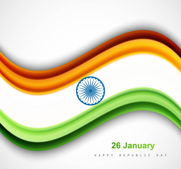 スタイリッシュなインドの旗共和国記念日美しいトリコロール波デザイン アートのベクトルします。