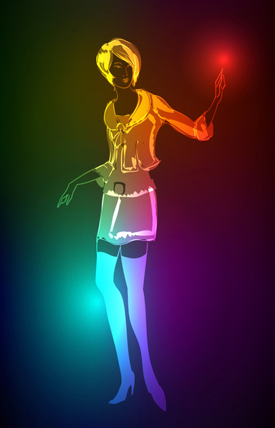 Stylish Neon Woman Vector Art