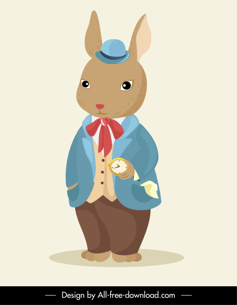 stilisierte Kaninchen Ikone klassische Gentleman Skizze Cartoon-Charakter