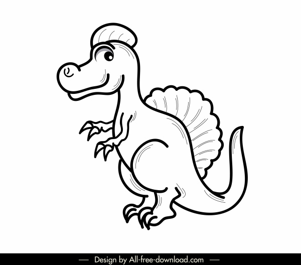 suchominus dinosaurus ikon lucu digambar kartun sketsa