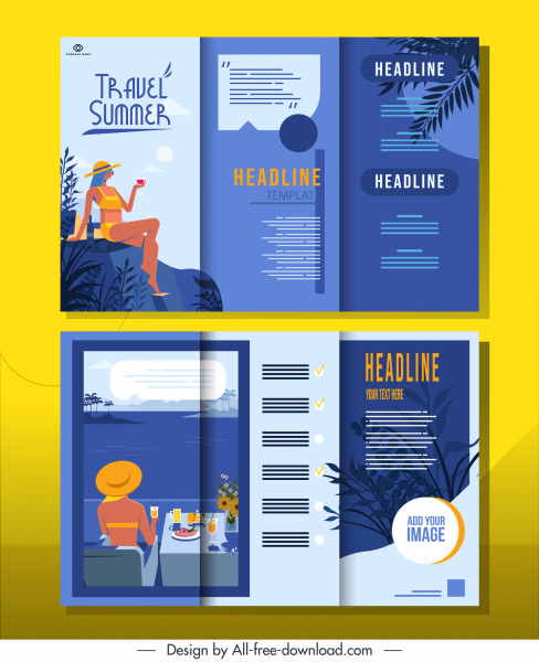 yaz reklam el ilanı şablonu renkli klasik üç katlı tasarım