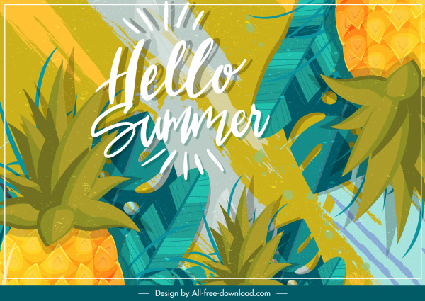 الصيف خلفية الأناناس الديكور تصميم كلاسيكي ملونة