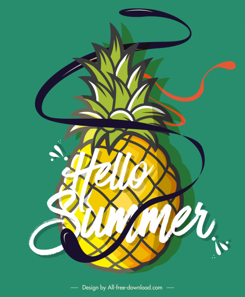 Sommer Banner Ananas Symbol Skizze dynamische Dekor