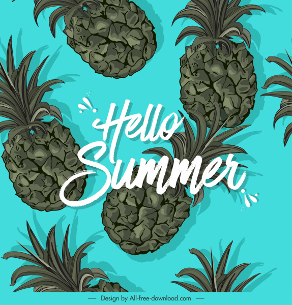 Sommer-Banner-Ananas-Symbole-Dekor