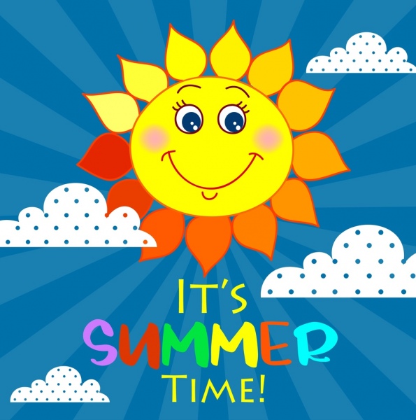 ikon bergaya matahari musim panas banner