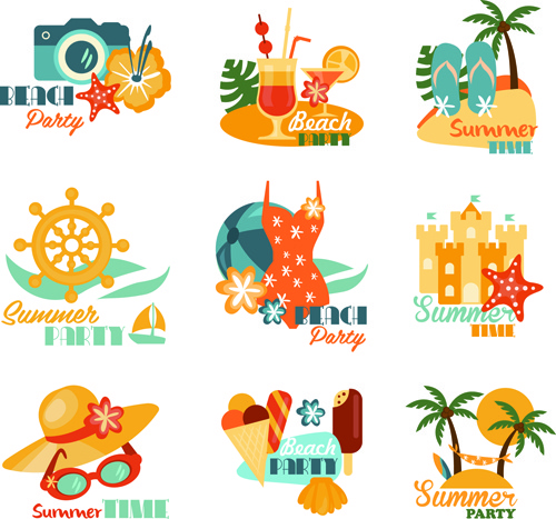 vector vintage de etiquetas de vacaciones de playa de verano