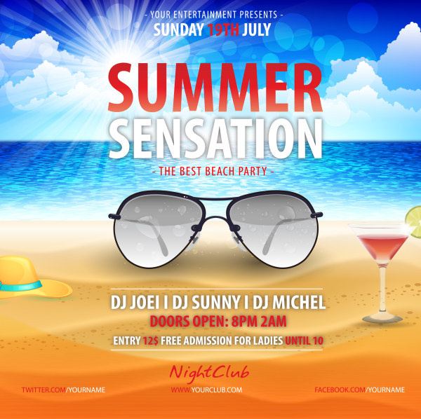 Sommer Strand Party Plakat kreatives Design Vektor
