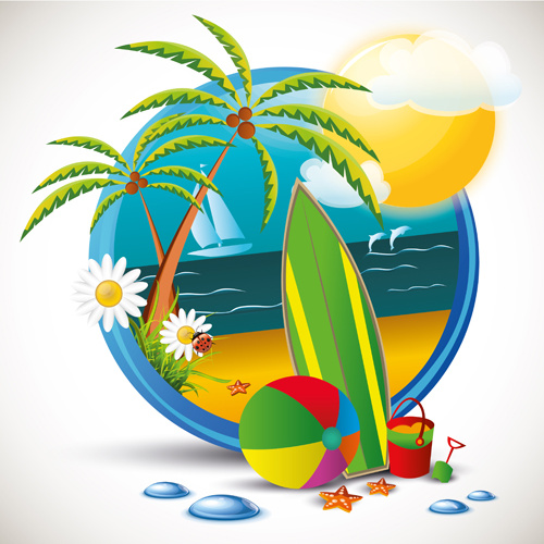 emblemas de viajes de playa de verano