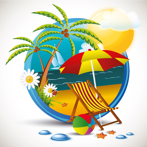 夏日沙滩旅游标志