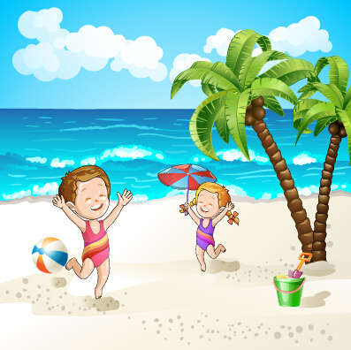 Verão praia viagens ilustração fundo vector