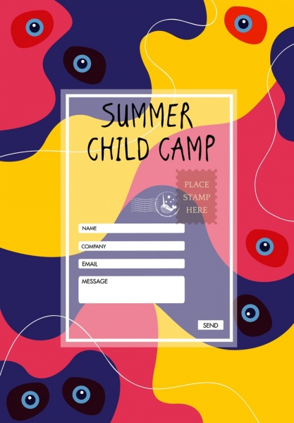 Summer camp pendaftaran template kartu pos transparan dekorasi