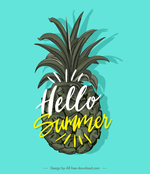 夏季设计元素菠萝图标书法装饰