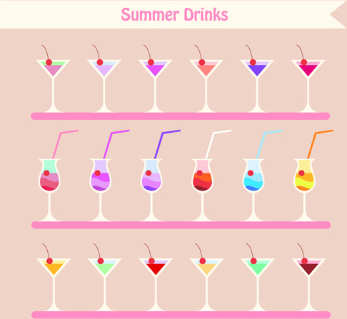 夏の飲み物かわいいデザインベクトル