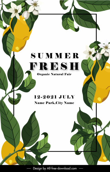yaz fuarı reklam afişi klasik limon dekor elemanları