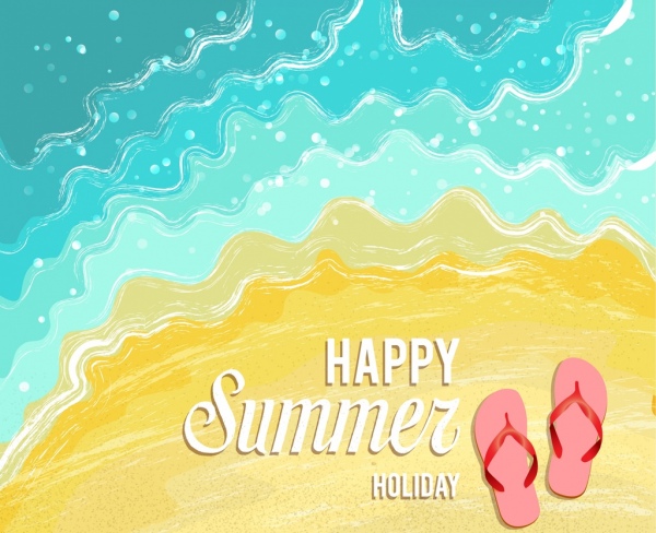 liburan musim panas banner ikon licin pasir pantai