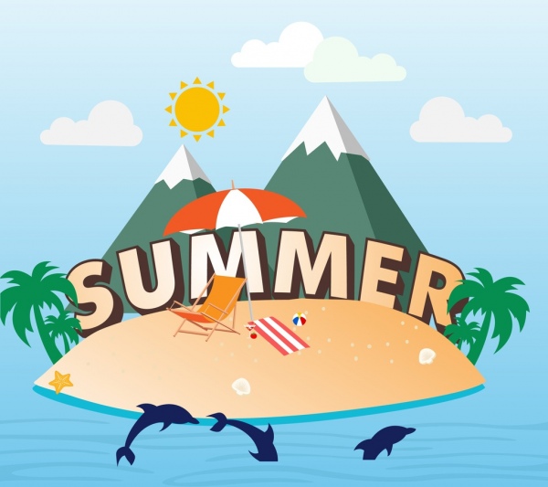 le vacanze estive banner isola mare vacanza decorazione