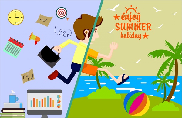 banner liburan musim panas dengan mengubah gaya desain