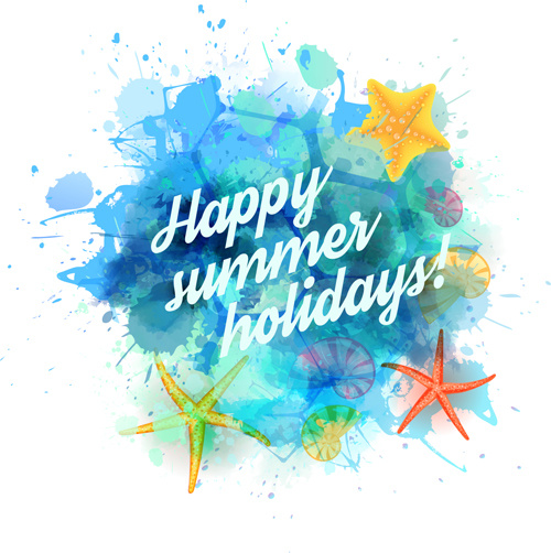 Sommer-Ferien-Elemente mit Grunge Hintergrund Vektor
