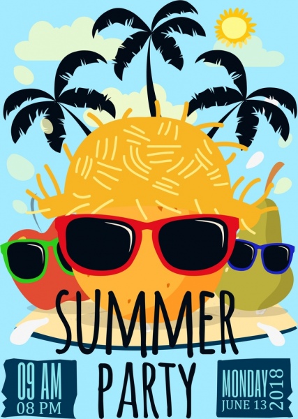 lato przyjęcie banner zabawny styl projektowania tropikalnych