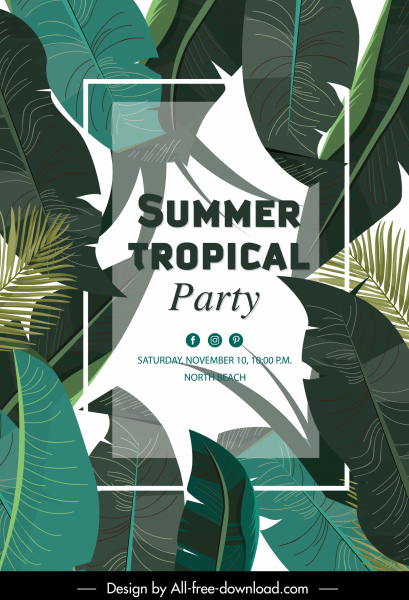 Sommer-Party-Banner grün Blätter Dekor klassisches Design
