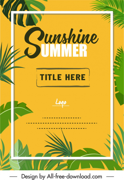 夏季海報經典綠葉框架裝飾