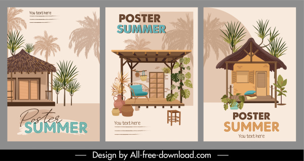 plantillas de póster de verano decoración de cabaña retro