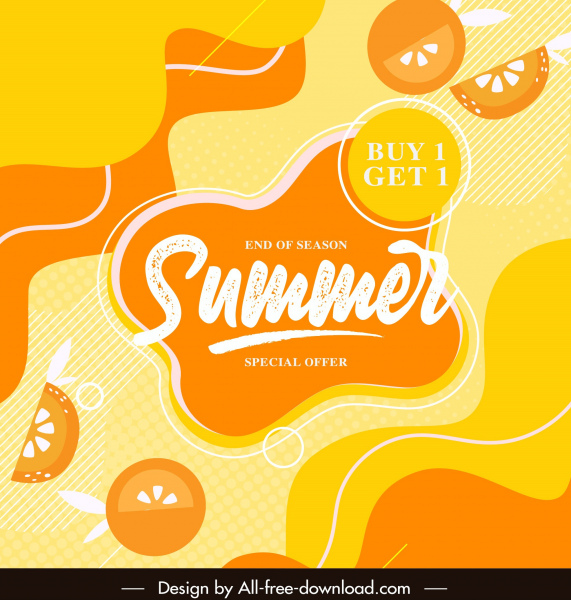 yaz satış afiş parlak sarı turuncu dilimler dekor