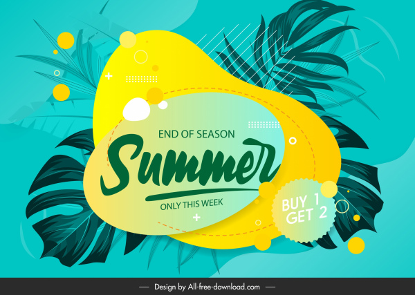 Sommer-Verkauf Banner klassische Blätter Skizze flaches Design