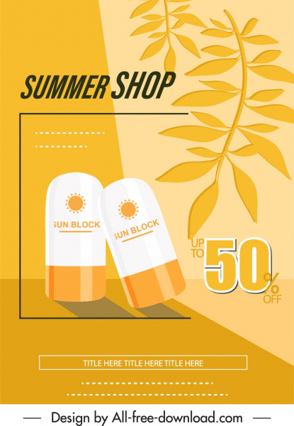 cosmético de banner de venda verão folhas de desenho