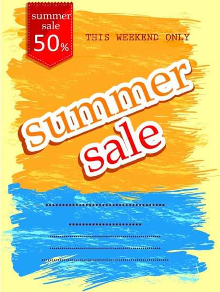 Sommer Sale Poster Wasser Farbe Grunge ornament