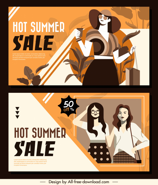 夏季销售海报经典装饰女性时尚素描
