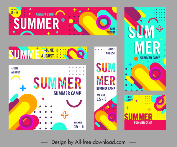 banners de vendas de verão decoração geométrica colorida moderna