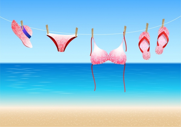 verano mar fondo ropa ropa interior colgada en línea