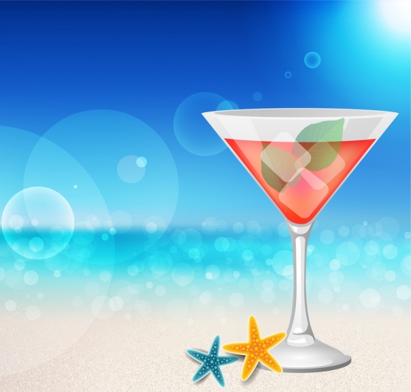 ornamento del sole di estate mare sfondo bicchiere da cocktail