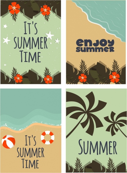 Sommerzeit-Hintergrundvorlagen farbige klassisches design