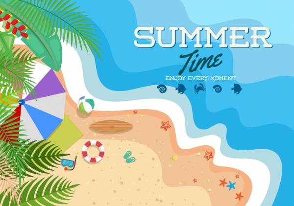 czas letni transparent plaży nadmorskiej ikony